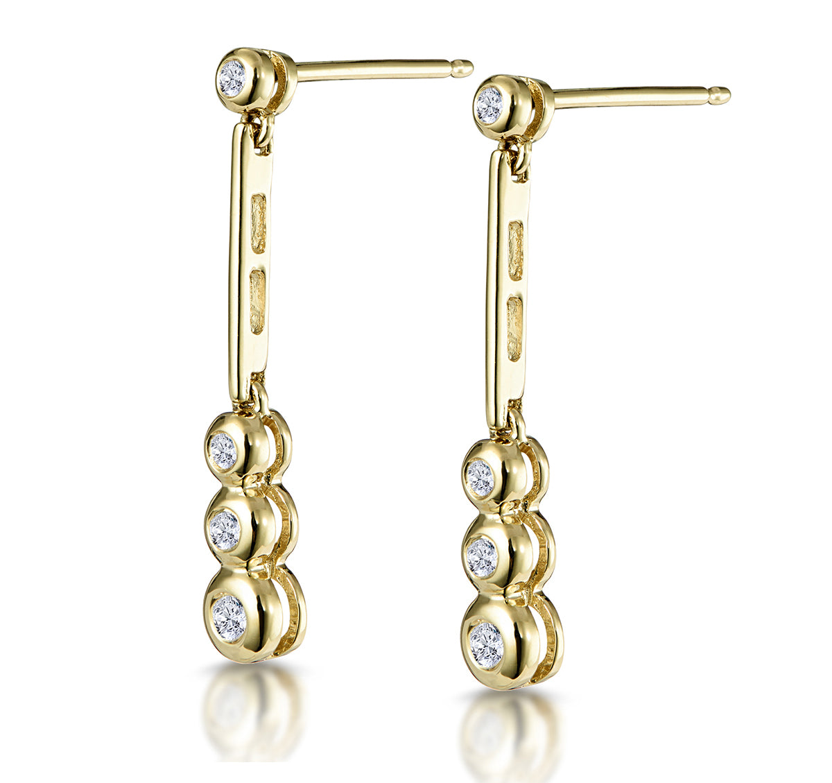 Trilogy Drop Earrings 0.12ct Lab Diamonds 18K Gold Vermeil